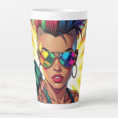 LGBT Lesbische Mohawk Uppercut Pop Art Latte Mok (Voorkant)
