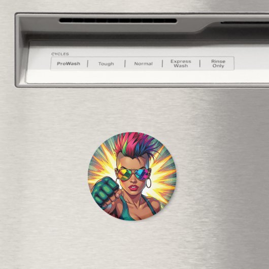 LGBT Lesbische Mohawk Uppercut Pop Art Magneet (Insitu (Vaatwasser))