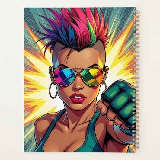 LGBT Lesbische Mohawk Uppercut Pop Art Planner (Achterkant)