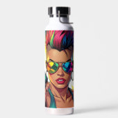 LGBT Lesbische Mohawk Uppercut Pop Art Waterfles (Links)