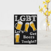 Lgbt Let's Get Beers Tonight Beer Saying Funny Gra Kaart (Gele Bloem)