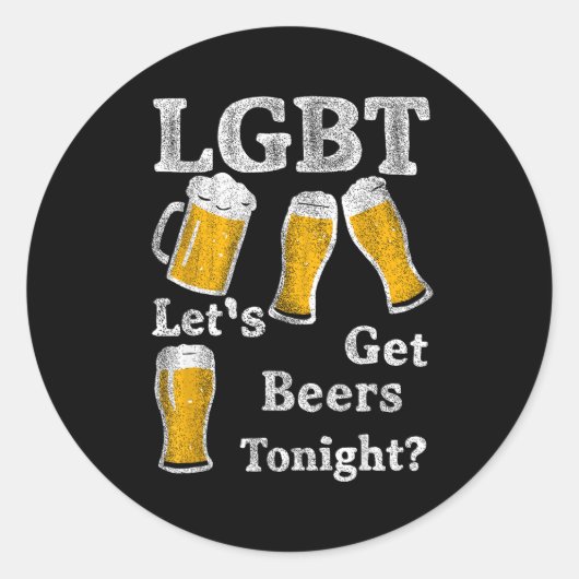Lgbt Let's Get Beers Tonight Beer Saying Funny Gra Ronde Sticker (Voorkant)
