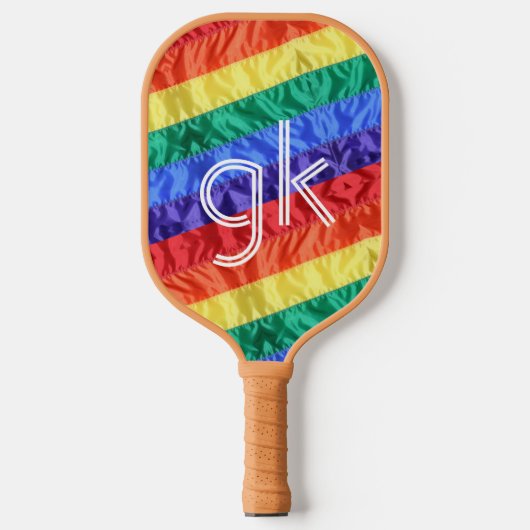 LGBT LGBTQ Rainbow Flag Gay Pride Monogram Initiaa Pickleball Paddle (Voorkant)