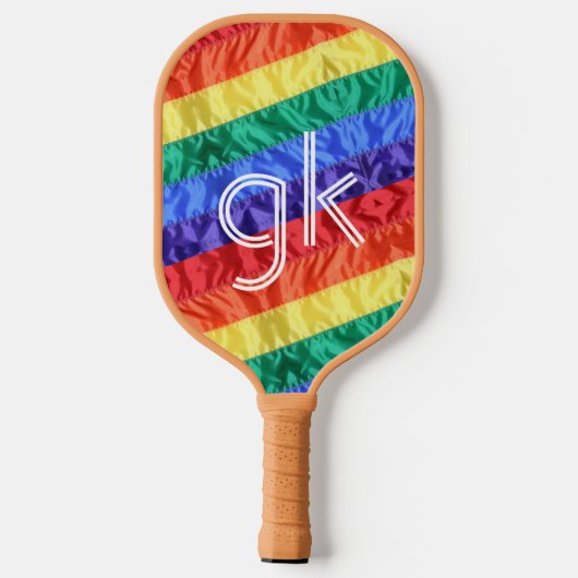 LGBT LGBTQ Rainbow Flag Gay Pride Monogram Initiaa Pickleball Paddle (Achterkant)