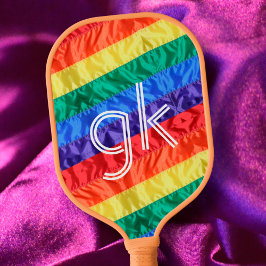 LGBT LGBTQ Rainbow Flag Gay Pride Monogram Initiaa Pickleball Paddle