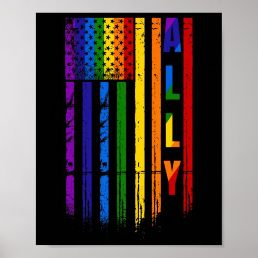 LGBT LGBTQ Rainbow Pride Amerikaanse vlag 4th of J Poster (Voorkant)