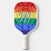 LGBT LGBTQ regenboogvlag regenboogstripmonogram Pickleball Paddle (Achterkant)