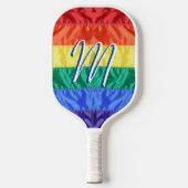LGBT LGBTQ regenboogvlag regenboogstripmonogram Pickleball Paddle (Voorkant)