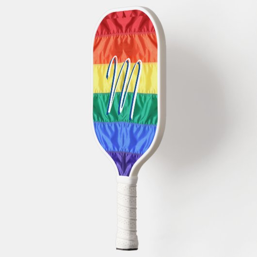 LGBT LGBTQ regenboogvlag regenboogstripmonogram Pickleball Paddle (Links)