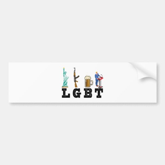 LGBT Liberty Pistolen Beer Trump Politieke Gift Bumpersticker (Voorkant)