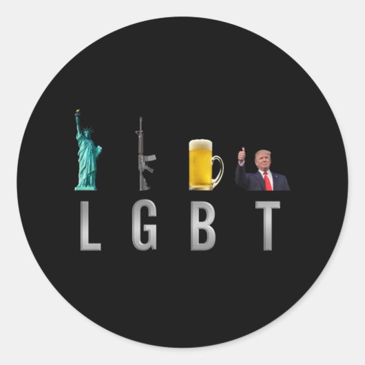 LGBT - Liberty Pistolen Bier Trump 6 Ronde Sticker (Voorkant)