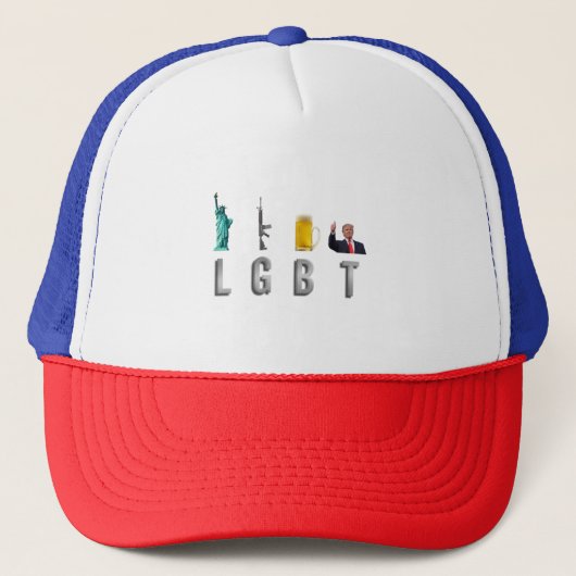 LGBT - Liberty Pistolen Bier Trump 6 Trucker Pet (Voorkant)