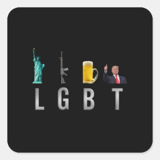 LGBT - Liberty Pistolen Bier Trump 6 Vierkante Sticker