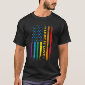 LGBT Liefde Is Liefde Amerikaanse Vlag Gay Pride L T-shirt (Voorkant)