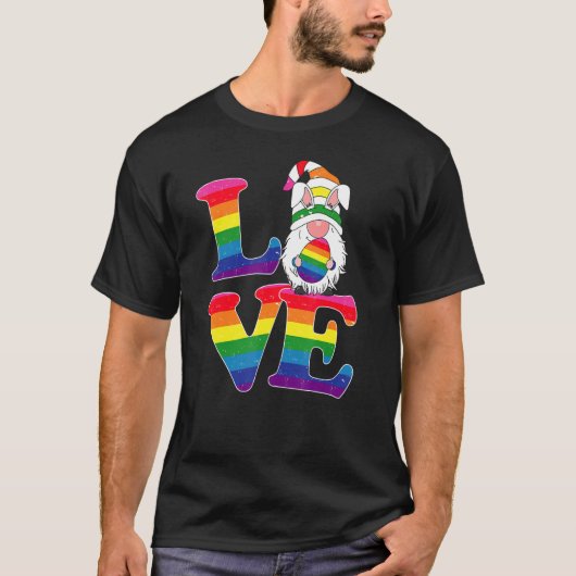 Lgbt Love Gnome Easter Day Couple Lesbian Gay Outf T-shirt (Voorkant)