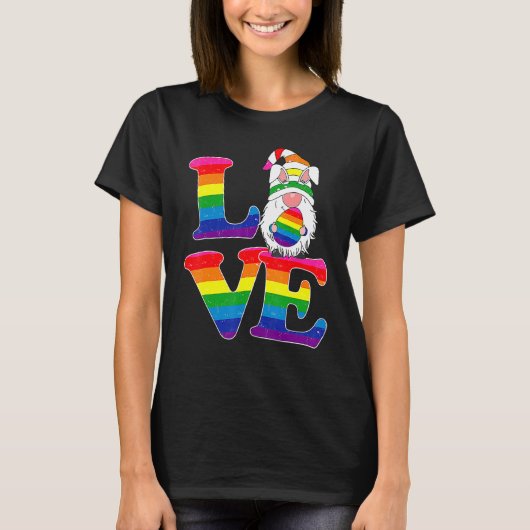 Lgbt Love Gnome Easter Day Couple Lesbian Gay Outf T-shirt (Voorkant)