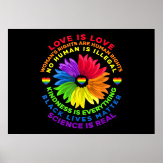 LGBT Love is the Flower Rainbow Human Rights Poster