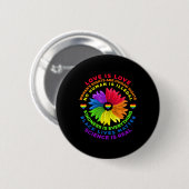 LGBT Love is the Flower Rainbow Human Rights Ronde Button 5,7 Cm (Voorkant /achterkant)