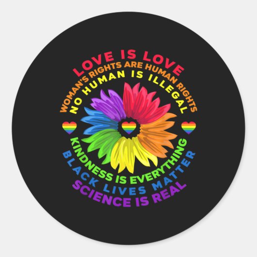 LGBT Love is the Flower Rainbow Human Rights Ronde Sticker (Voorkant)