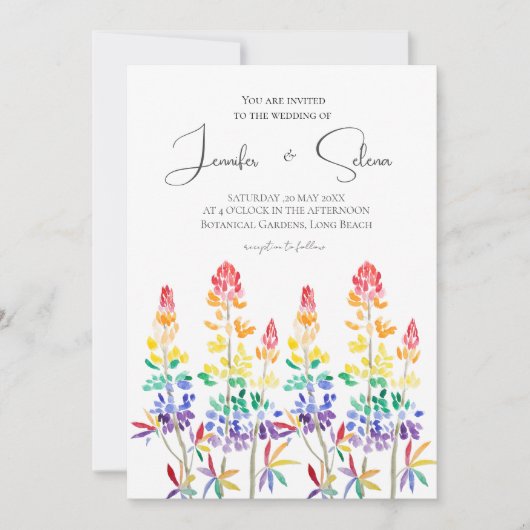 LGBT lupinen bloemen waterverf Kaart (Voorkant)