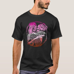 LGBT Maand Pride Kussen Lesbische Skeletten Paar T-shirt