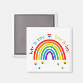 LGBT Magnet - Rainbow Hearts Love is Love (Voorkant / Achterkant)
