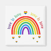 LGBT Magnet - Rainbow Hearts Love is Love (Voorkant)