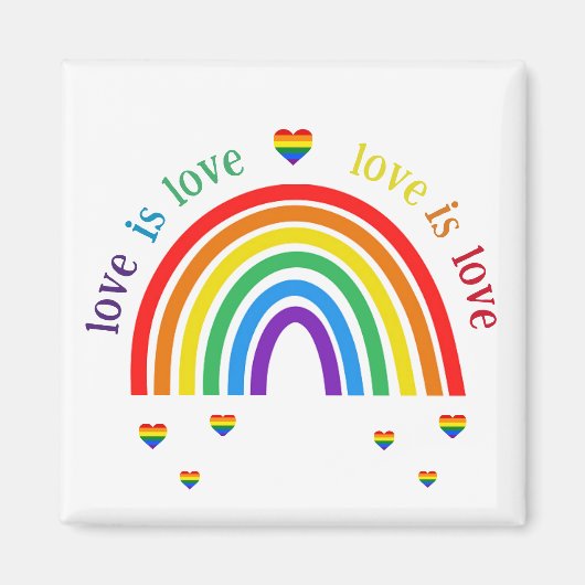 LGBT Magnet - Rainbow Hearts Love is Love (Voorkant)