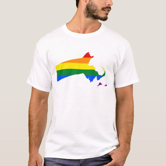 LGBT Massachusetts, US State flag map T-Shirt (Voorkant)