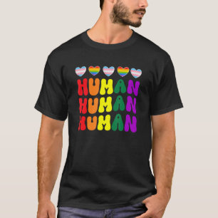 LGBT Mens met Regenboog en Transgender Vlaggenhart T-shirt