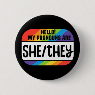 LGBT-naamtag Nonbinary woordspelden ze Ronde Button 5,7 Cm
