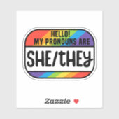LGBT-naamtag Nonbinary woordspelden ze Sticker (Vel)