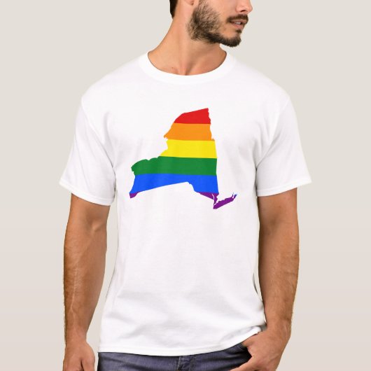 LGBT New York, US State flag map T-Shirt (Voorkant)