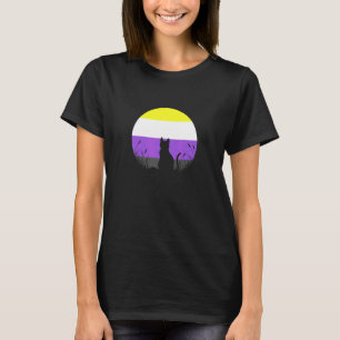 LGBT Non-binaire vlag kat maan genderqueer Enby T-shirt