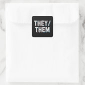 LGBT nonbinary transgenderwoordspronounders hen Vierkante Sticker (Tas)