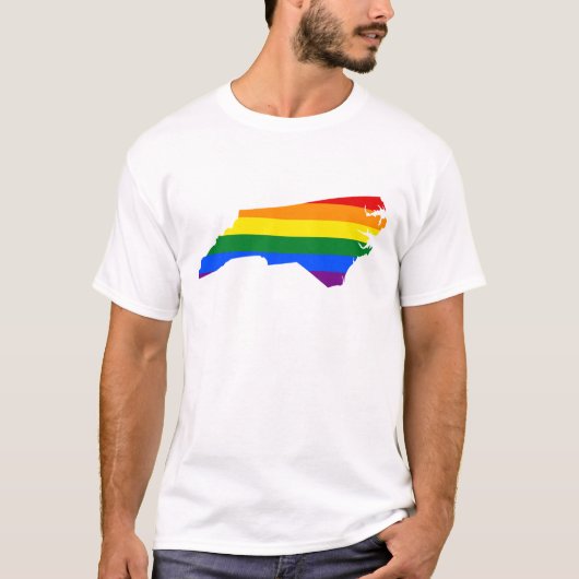 LGBT North Carolina, US state flag map T-Shirt (Voorkant)