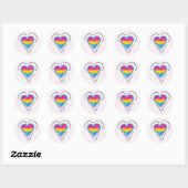 LGBT Pansexual Bisexual Pride Heart Flag Ronde Sticker (Vel)