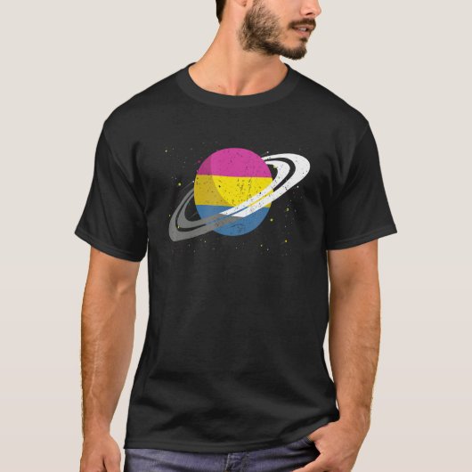 LGBT Pansexuality Vlag Saturnus Pan Queer Equality T-shirt (Voorkant)