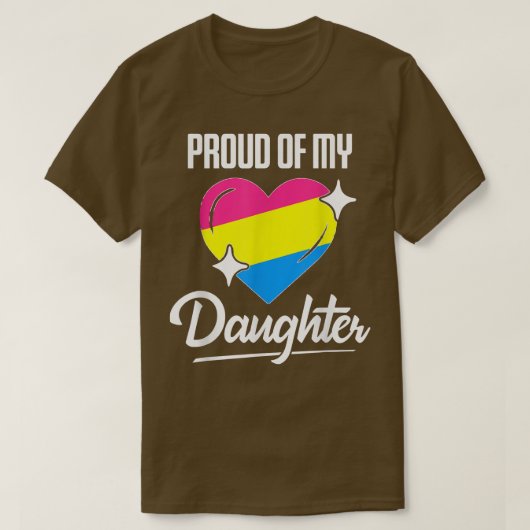 LGBT Pap Mam Hart Proud van Mijn Panseual Daughter T-shirt (Design voorkant)