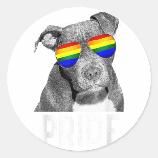 LGBT Pitbull Gay Pride Hond Shades Zonnebril LGBTQ Ronde Sticker