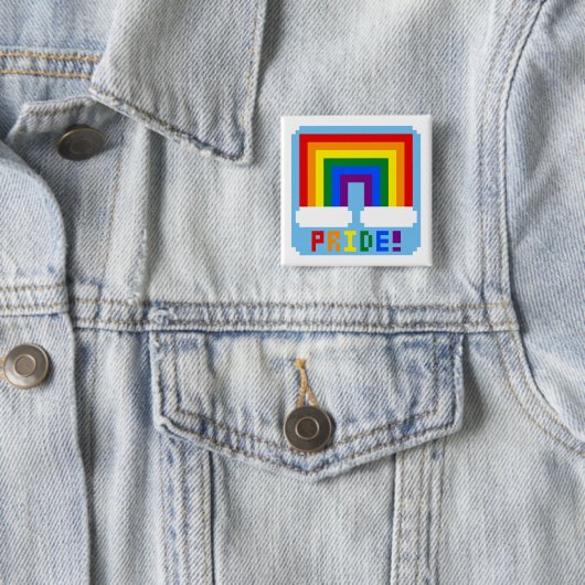 LGBT+ Pixel Pride Vierkante Button 5,1 Cm (In situ)