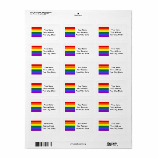 LGBT Pride adreslabel Etiket (Full Sheet)