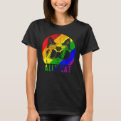 LGBT Pride Ally Kat Regenboog Vlag Gay Lesbisch Su T-shirt (Voorkant)