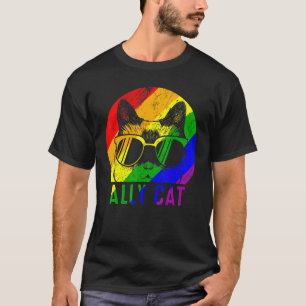 LGBT Pride Ally Kat Regenboog Vlag Gay Lesbisch Su T-shirt
