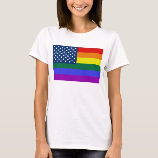 LGBT Pride Amerikaanse vlag met sterren T-shirt (Voorkant)