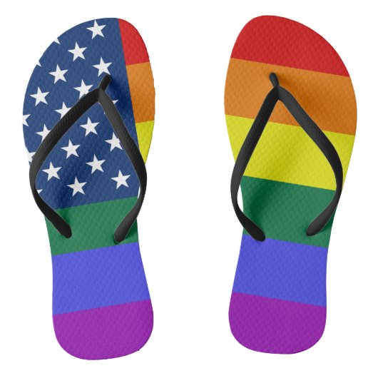 LGBT Pride Amerikaanse vlag met sterren Teenslippers (Voetbed)
