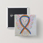 LGBT Pride Awareness Angel Ribbon Custom Pin Vierkante Button 5,1 Cm (Voorkant /achterkant)