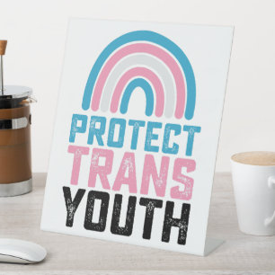LGBT Pride beschermt transgender Kinderen Reclamebord Met Voetstuk