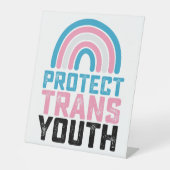 LGBT Pride beschermt transgender Kinderen Reclamebord Met Voetstuk (Voorkant)