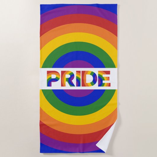 LGBT Pride Bold Geometrische Rainbow Bullseye Strandlaken (Voorkant)